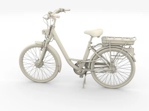 electric city bicycle and station red 3D Model