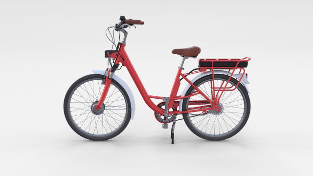 electric city bicycle red Model 3D .c4d .max .obj .3ds .fbx .stl .blend 