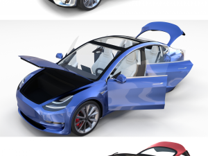 2017 tesla s-x-3 collection w chassis and interior Modelo 3D
