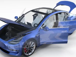 2017 tesla s-x-3 collection w chassis and interior 3D Model