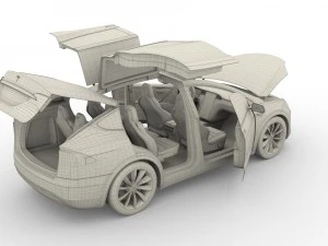 2017 tesla s-x-3 collection w chassis and interior 3D Model
