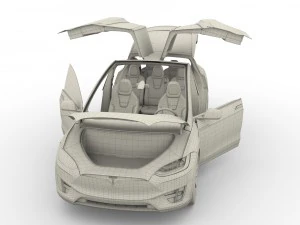 2017 tesla s-x-3 collection w chassis and interior 3D Model