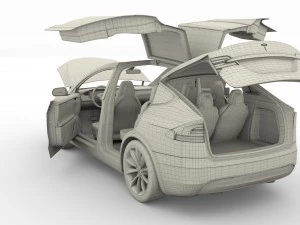 2017 tesla s-x-3 collection w chassis and interior 3D Model