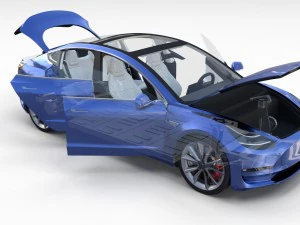 2017 tesla s-x-3 collection w chassis and interior 3D Model