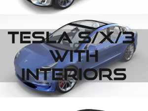 2017 tesla s-x-3 collection w interior 3D Model