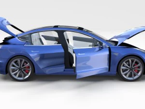 2017 tesla s-x-3 collection w interior 3D Model