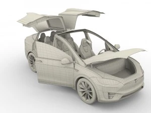 2017 tesla s-x-3 collection w interior 3D Model