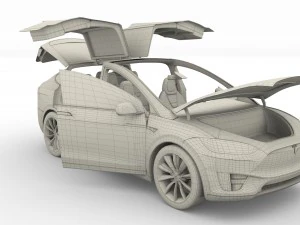 2017 tesla s-x-3 collection w interior 3D Model