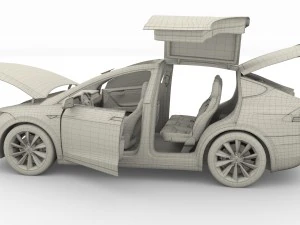 2017 tesla s-x-3 collection w interior 3D Model
