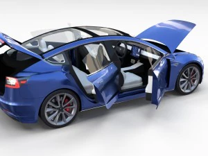 2017 tesla s-x-3 collection w interior 3D Model