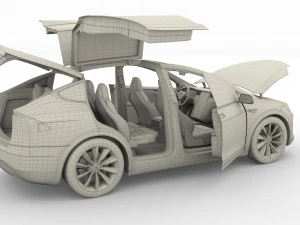 2017 tesla s-x-3 collection w interior 3D Model