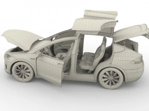 2017 tesla s-x-3 collection w interior 3D Model