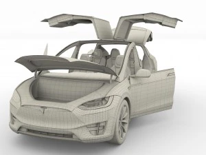 2017 tesla s-x-3 collection w interior 3D Model