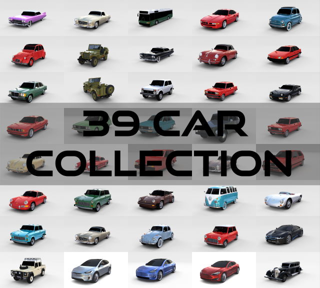 39 car high detail collection 3D Model .c4d .max .obj .3ds .fbx .stl .blend 