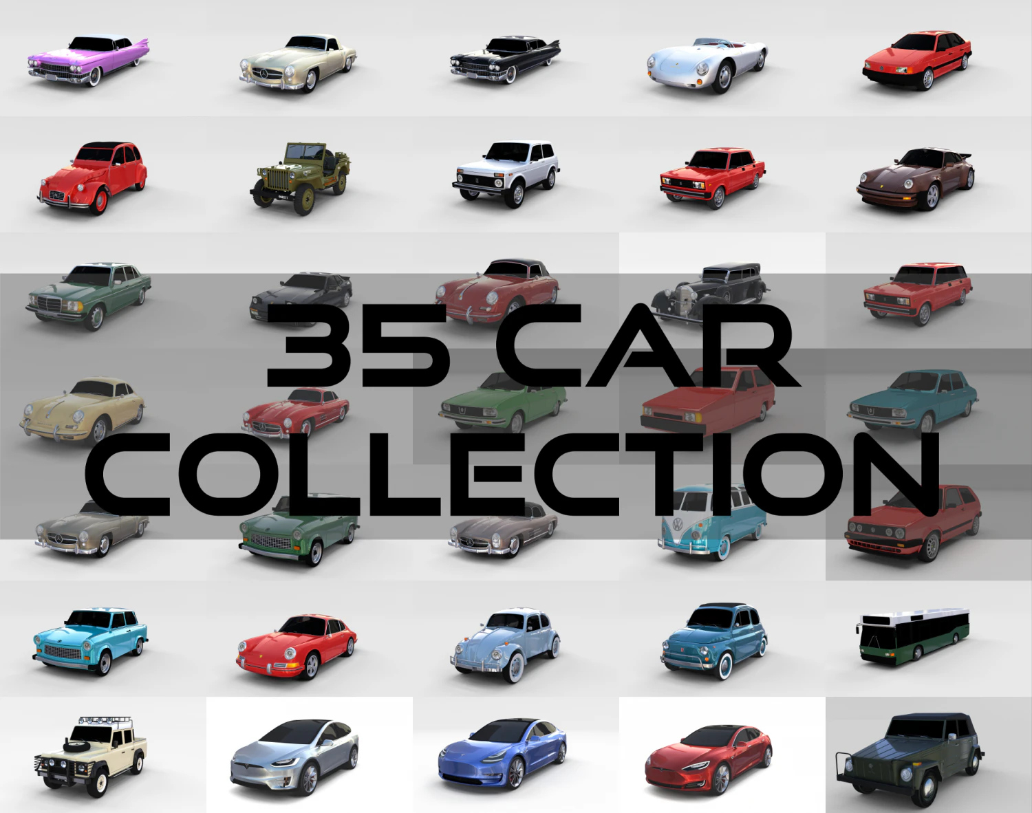 35 car high detail collection 3D Model .c4d .max .obj .3ds .fbx .stl .blend 