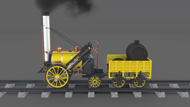 the stephenson animated rocket locomotive 3D Model .c4d .max .obj .3ds .fbx .stl .blend 