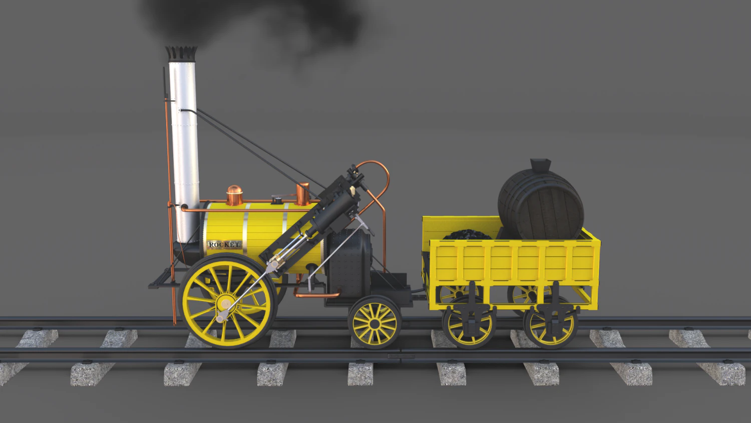 the stephenson animated rocket locomotive 3D Model .c4d .max .obj .3ds .fbx .stl .blend 