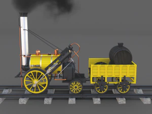 a locomotiva-foguete animada de Stephenson Modelo 3D