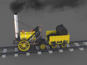 the stephenson animated rocket locomotive 3D Model