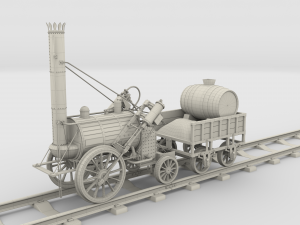 the stephenson animated rocket locomotive 3D Model