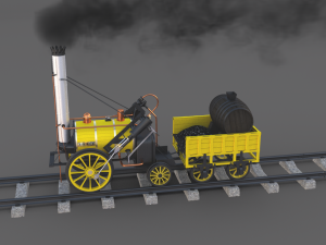 the stephenson animated rocket locomotive 3D Model