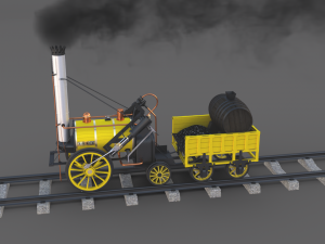 the stephenson animated rocket locomotive 3D Model