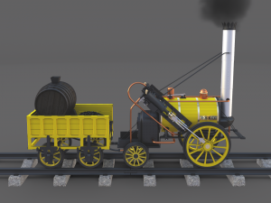 the stephenson animated rocket locomotive 3D Model