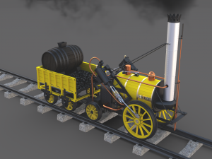the stephenson animated rocket locomotive 3D Model