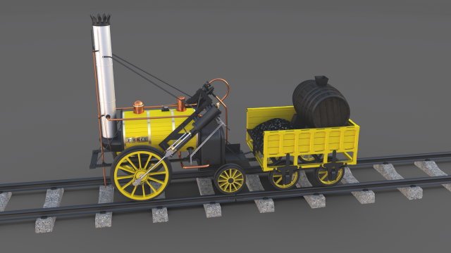 the stephenson rocket locomotive 3Dモデル .c4d .max .obj .3ds .fbx .stl .blend 