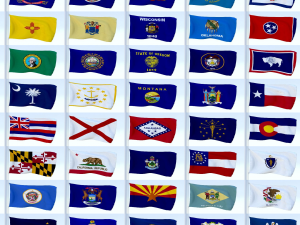 animated us flag pack Model 3D