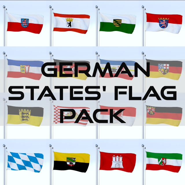animated german flag pack 3D Model .c4d .max .obj .3ds .fbx .stl .blend 