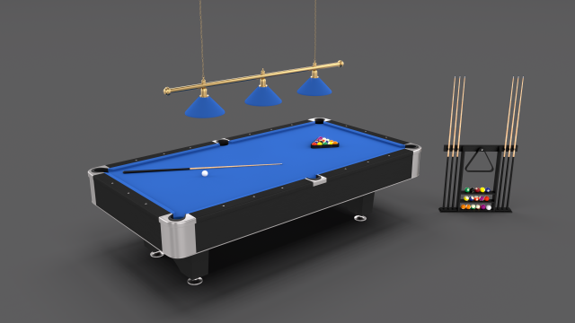 8 ball pool table setting blue 3D Модель .c4d .max .obj .3ds .fbx .stl .blend 