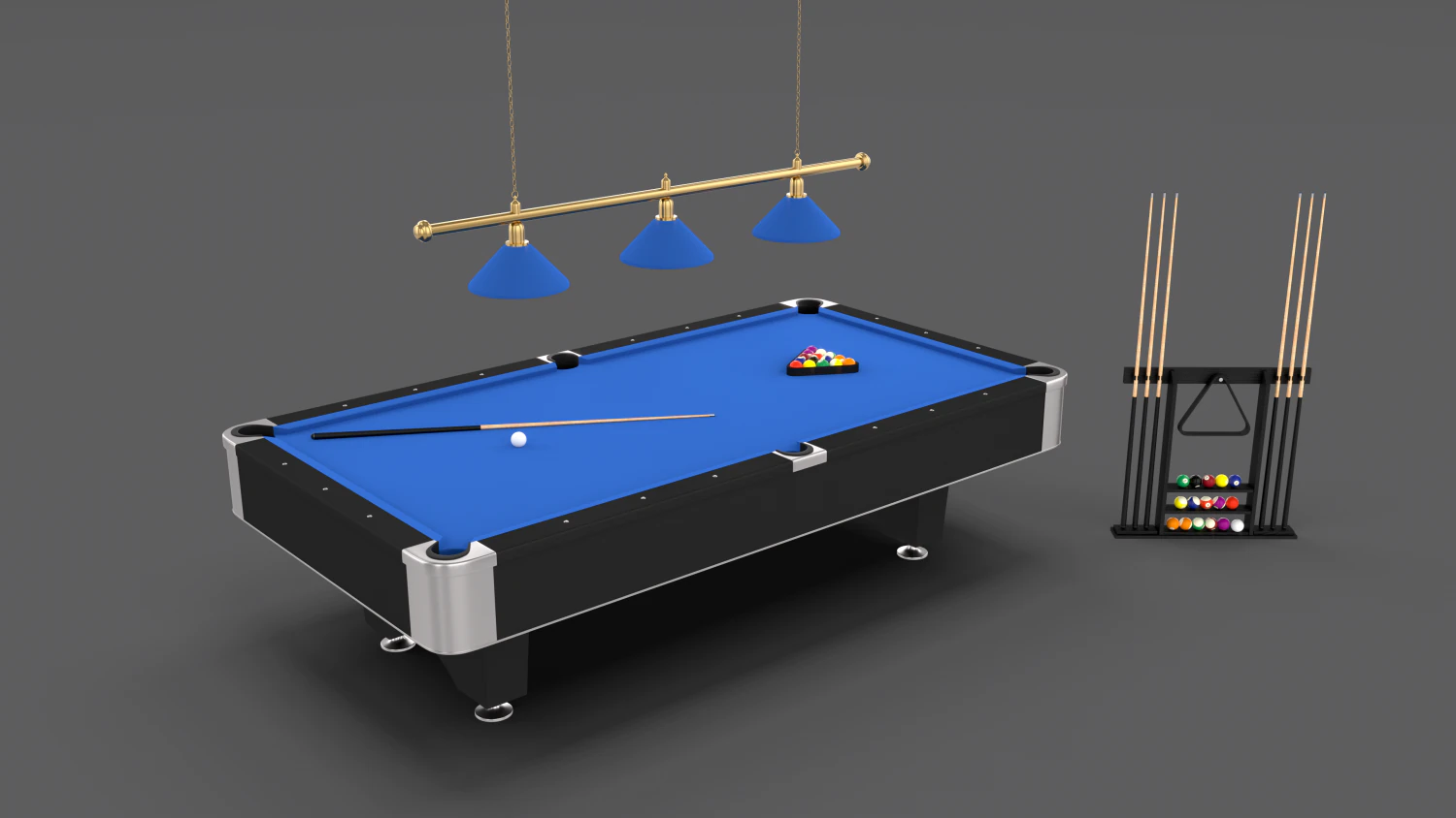 8 ball pool table setting blue 3D Model .c4d .max .obj .3ds .fbx .stl .blend