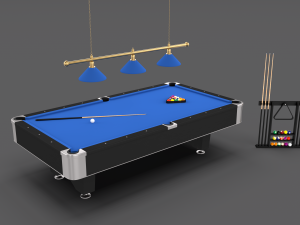 8 ball pool table setting blue 3D Model