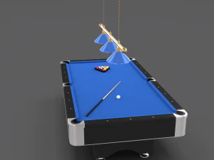 8 ball pool table setting blue 3D Model