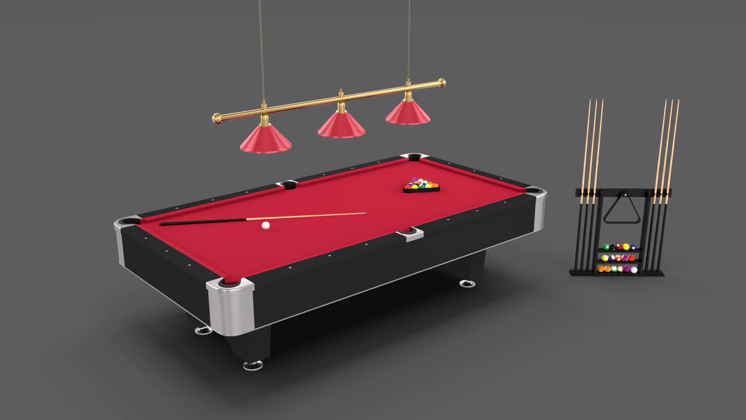 8 ball pool table setting red 3D Model .c4d .max .obj .3ds .fbx .stl .blend 
