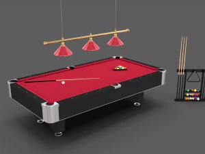8 ball pool table setting red 3D Model