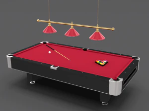 8 ball pool table setting red 3D Model