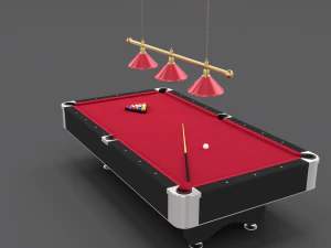 8 ball pool table setting red 3D Model