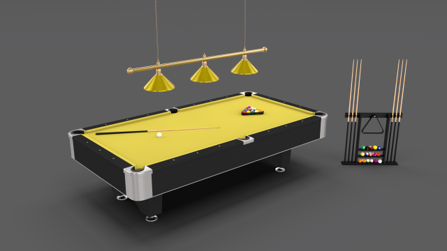 8 ball pool table setting yellow 3Dモデル .c4d .max .obj .3ds .fbx .stl .blend 