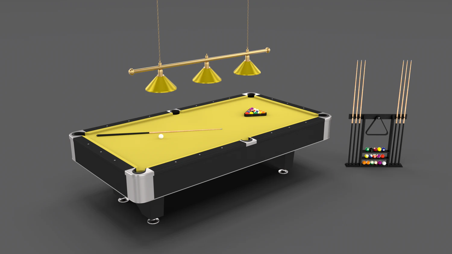 8 ball pool table setting yellow 3D Model .c4d .max .obj .3ds .fbx .stl .blend 