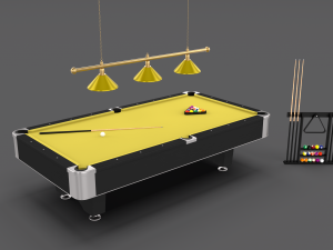 8 ball pool table setting yellow 3D Model