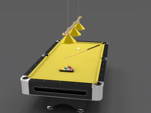 8 ball pool table setting yellow 3D Model
