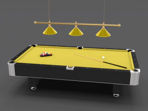8 ball pool table setting yellow 3D Model