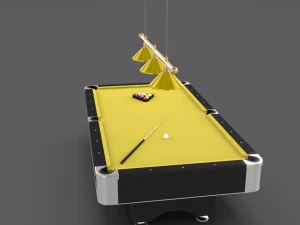8 ball pool table setting yellow 3D Model