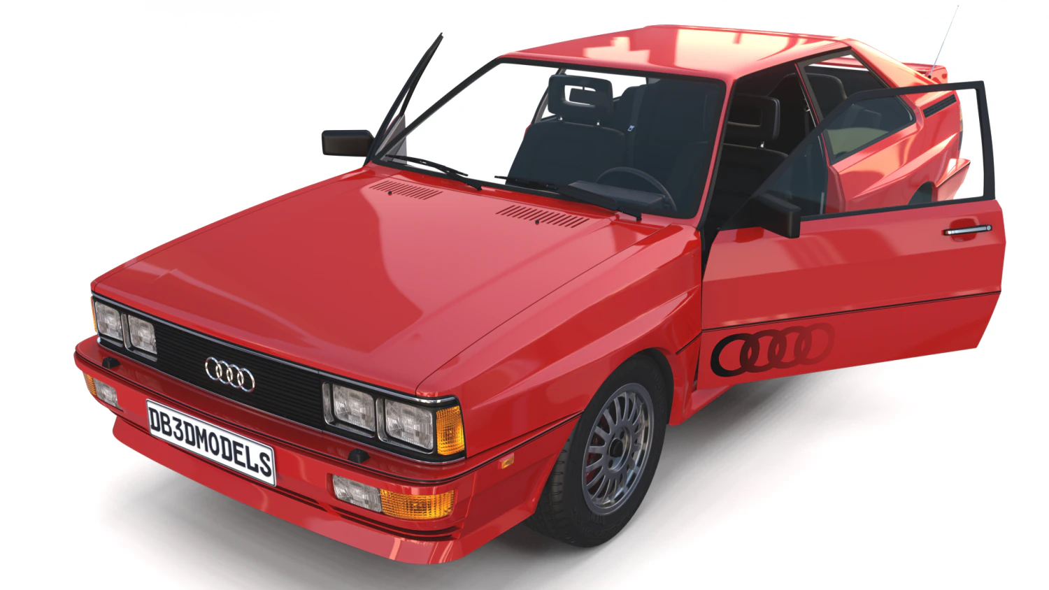 1981 audi coupe quattro with interior red 3D Model .c4d .max .obj .3ds .fbx .stl .blend 