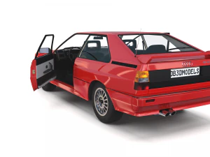 1981 audi coupe quattro with interior red 3D Model