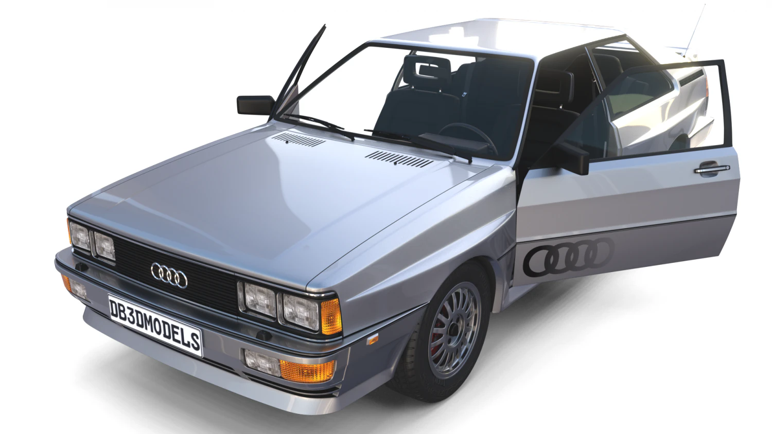 1981 audi coupe quattro with interior silver 3D Model .c4d .max .obj .3ds .fbx .stl .blend 