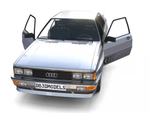 1981 audi coupe quattro with interior silver 3D Model