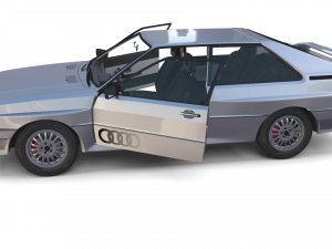 1981 audi coupe quattro with interior silver Modello 3D